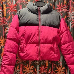 Double Zero Pink and Black Puffer Jacket